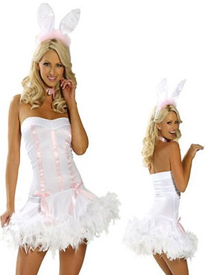 Romantic and Lovely White Cat Style Suit Costume with Ears