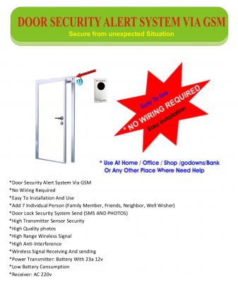 DOOR SECURITY ALERT SYSTEM VIA GSM