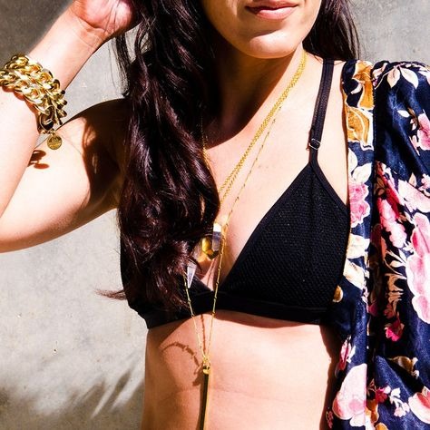 Glow Crystal Quartz Necklace in Gold Layered Style