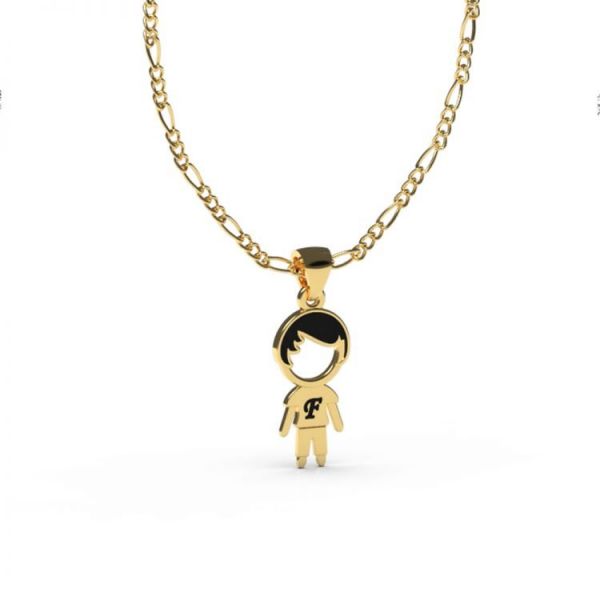 Boy Pendant Necklace With Inicial Letter