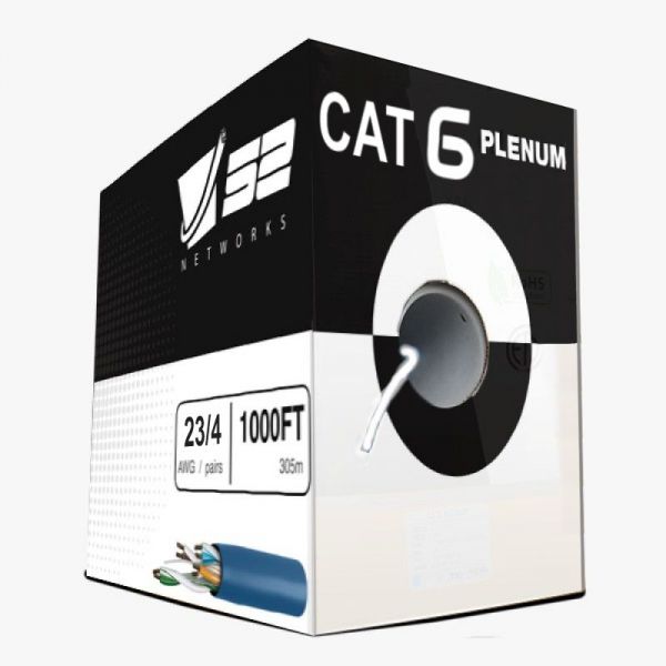 Cat6 Plenum 1000ft UTP Solid 100% Copper 23AWG, 550MHz Pull Box  White