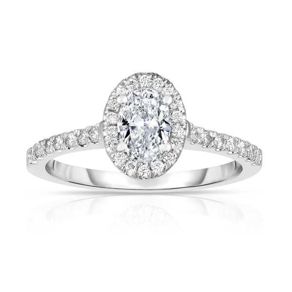 Buy 14K White Gold Oval Diamond Halo Engagement Ring