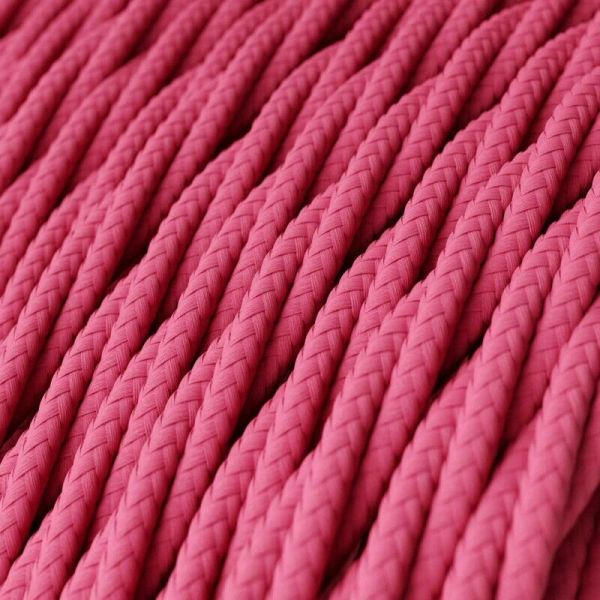 Rose Pink 3 Core Twisted Vintage fabric Cable Flex 0.75mm