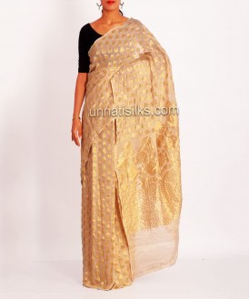 Online shopping for pure cream banarasi sarees by unnatisilks