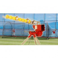 Combo Pack on Pitching Machine with Backyard Batting Cages
