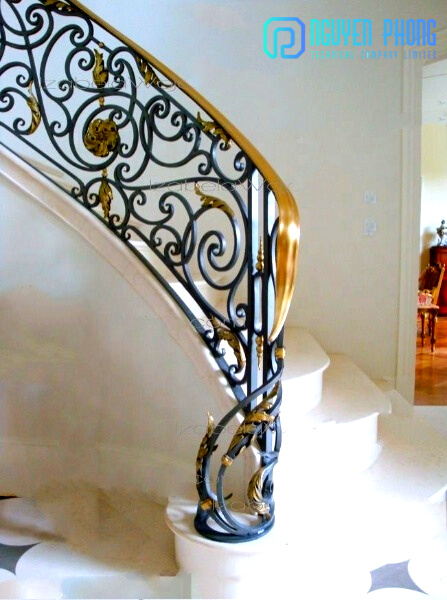 Fancy interior wrought iron stair railings 