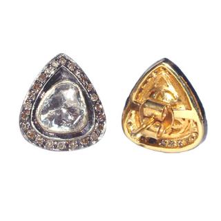 Rose Cut Diamond 14K Gold Silver Stud Ethnic Style Earrings Jewelry