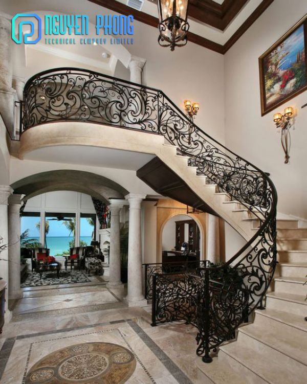 Luxury wrought iron stair railing manufacturer