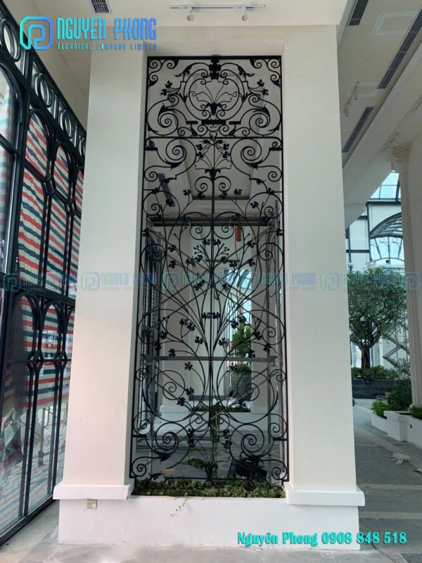 Custom ornamental wrought iron grille 