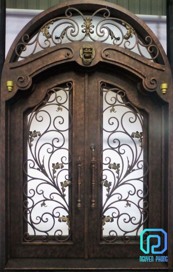 European wrought iron front doors, double doors
