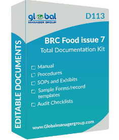 BRC Food Issue 7 Documentation Kit - Manual, Procedures, Audit Checklist