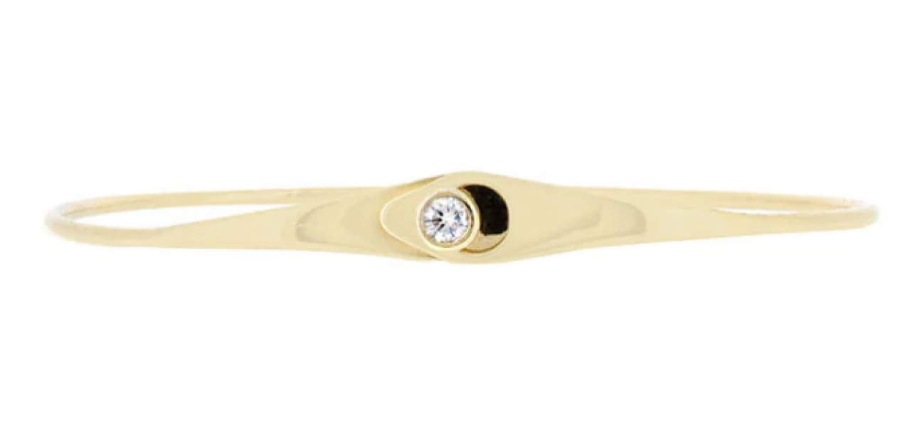 14 Karat Yellow Gold Bangle with Diamond