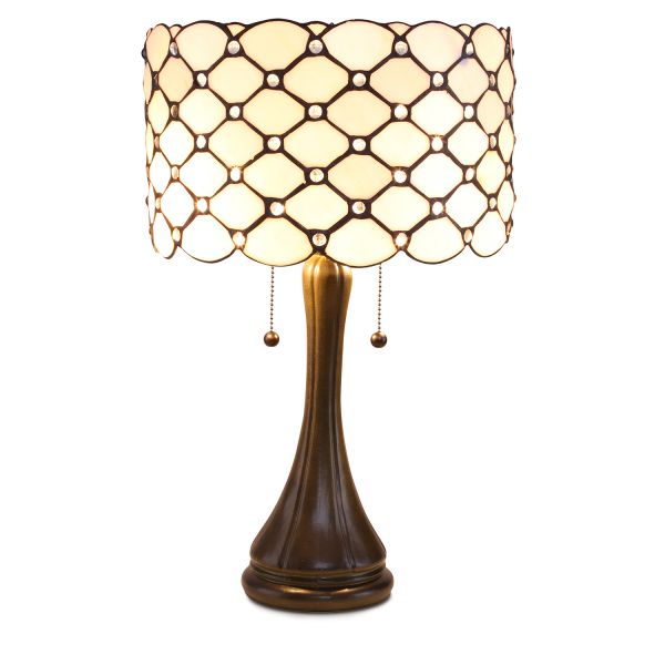 Serena ditalia Contemporary Tiffany 2 light Jeweled 22 in. Bronze Table Lamp
