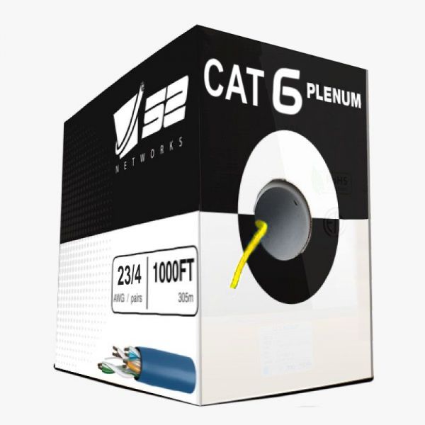 Cat6 Plenum 1000ft UTP 23AWG, 550MHz Pull Box - Yellow