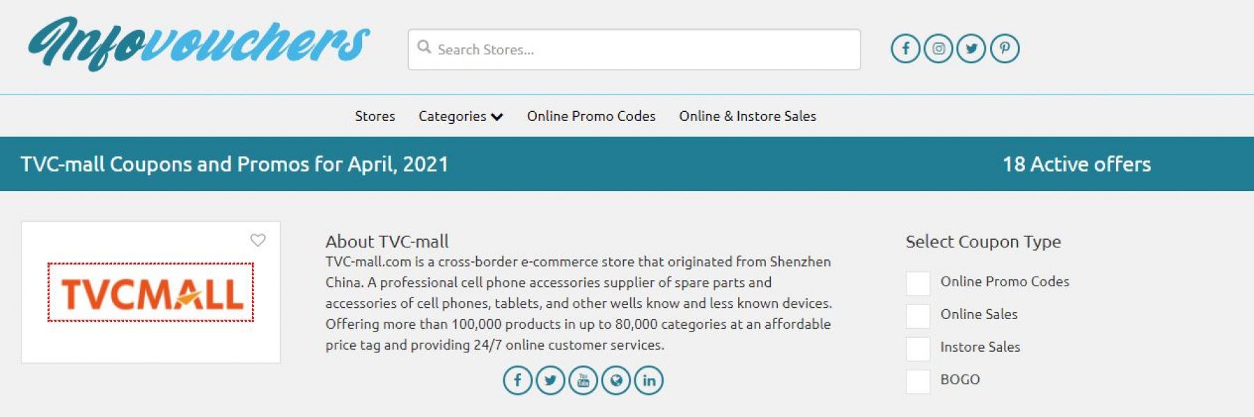 Get TVC-mall Discount Codes, Promo Codes & Deals By InfoVouchers 2021.