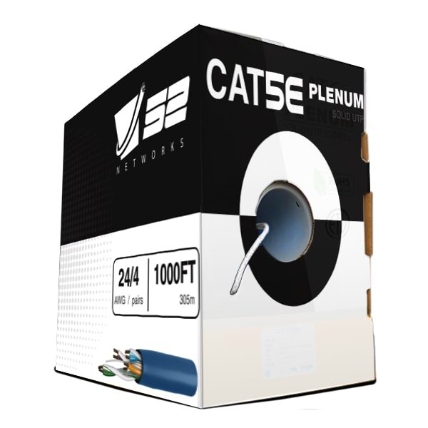 CAT5E PLENUM 1000FT, 24AWG, 350MHZ ETHERNET CABLE WHITE