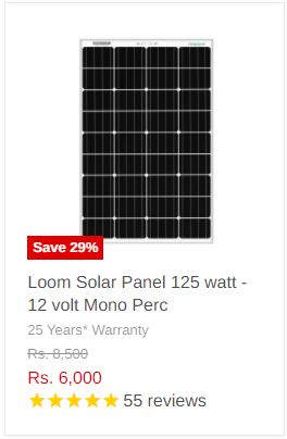 Loom Solar Panel 180 watt / 12 volt Mono Perc