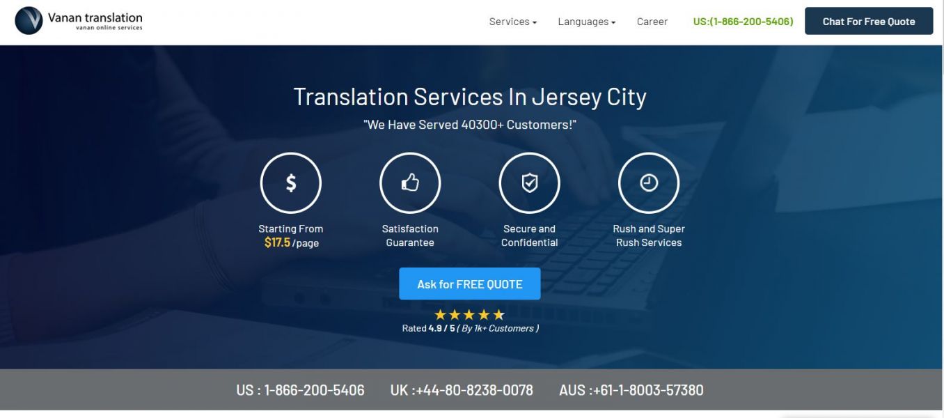 Online Translation Services starting at $17.5/page in Jersey City, New Jersey