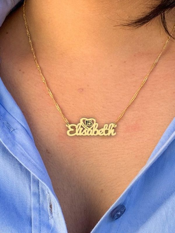 Quinceañera Name Necklace Gold Plated