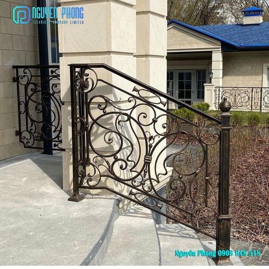 Wrought Iron Porch Railing, Outdoor Stair Railing, Deck Railing
