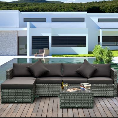 Outsunny outdoor sectional cheap wicker patio loveseat sofa couch furniture sets