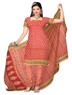 Online shopping Unstitched red pure handloom narayanpet salwar Kameez  from unnatisilks