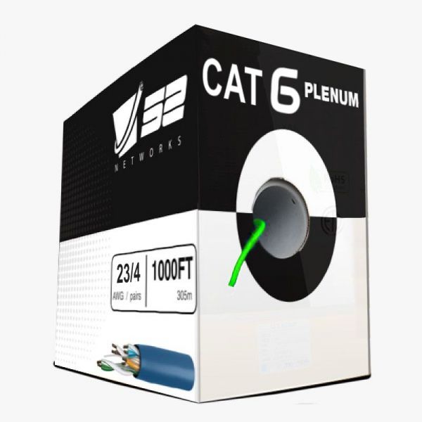 Cat6 Plenum 1000ft UTP 23AWG, 550MHz Pull Box - Green